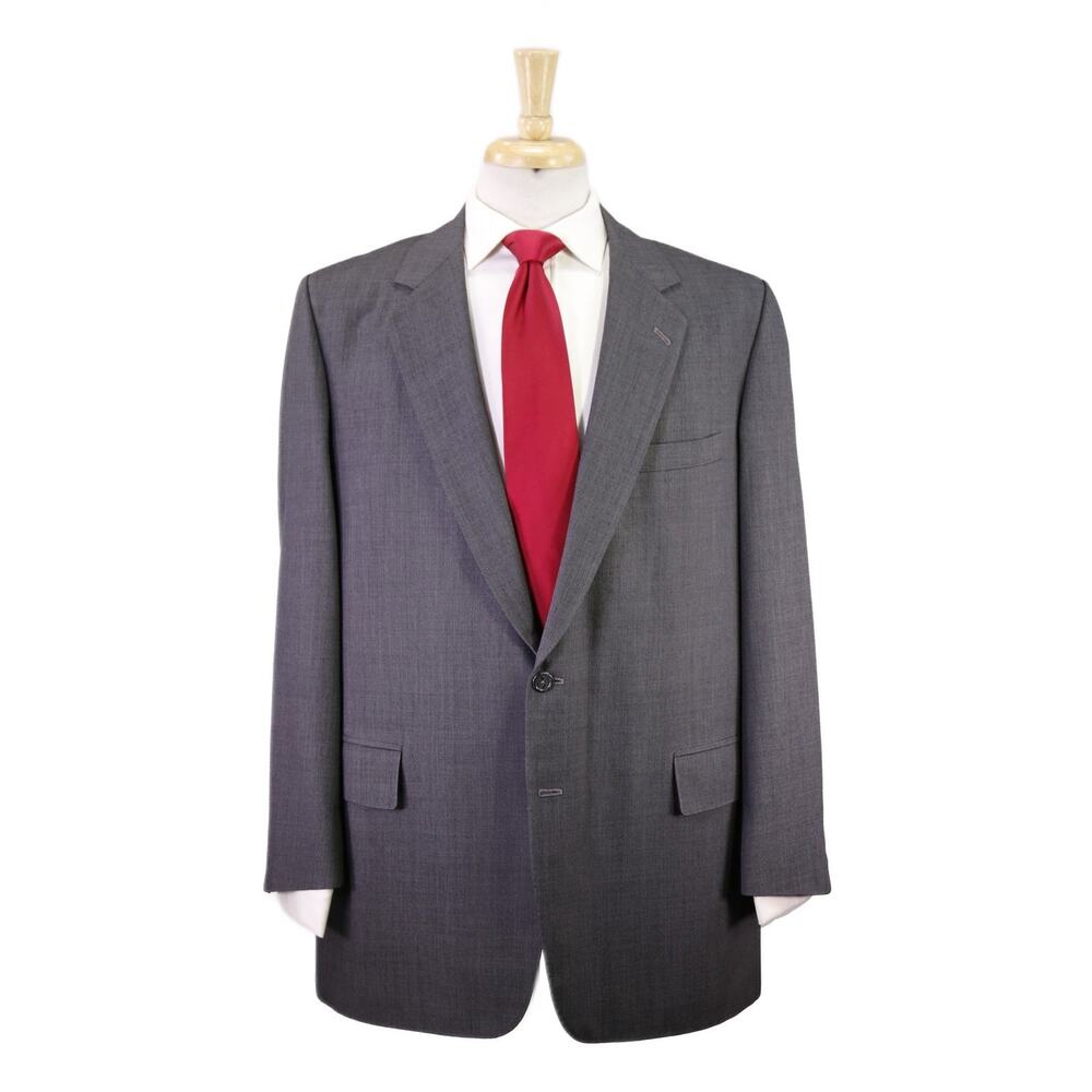Henry Ford II Custom Tailored Suit Solid Gray 2-Btn Wool Suit 44R